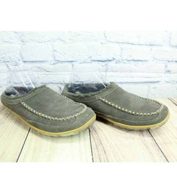 LL Bean Mountain Gray Suede Nonslip Comfort Fleece Lined Slipper Scuffs Size 8 M - Picture 3 of 9